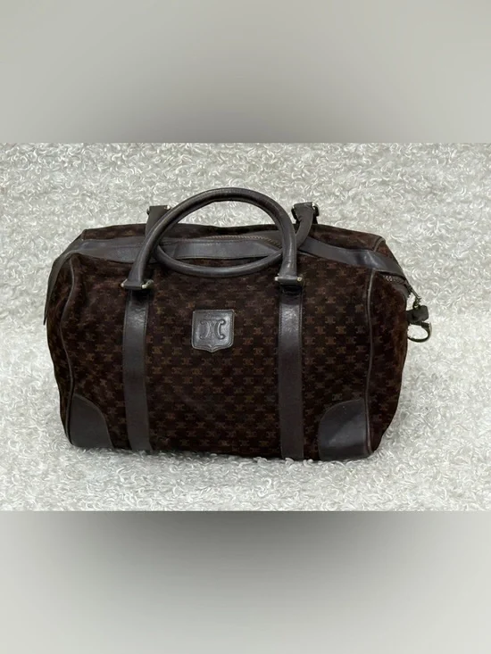 Céline Celine Brown Macadam Suede Boston Bag - Picture 2 of 15